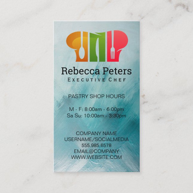 Carte De Visite Chef exécutif | Logo du Casquette chef (Devant)