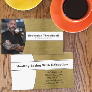 Carte De Visite Chef Faux Brossé laiton Photo personnalisée