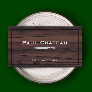 Carte De Visite Chef Knife Logo Bois Chopping Board
