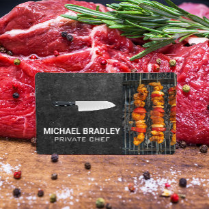Carte De Visite Chef Knife Nourriture sur le grill