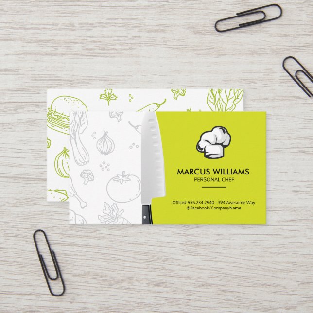 Carte De Visite Chef Knife | Toque (Devant/Arrière en situation)