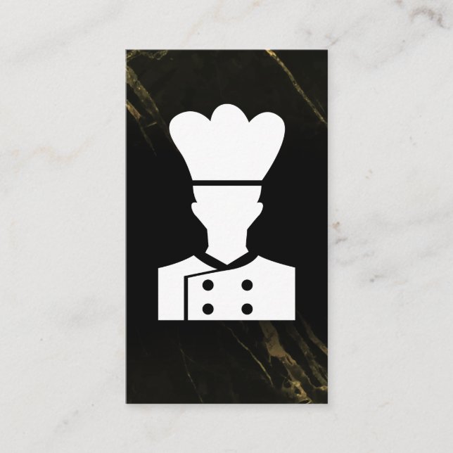 Carte De Visite Chef Logo | Marbre Noir (Devant)