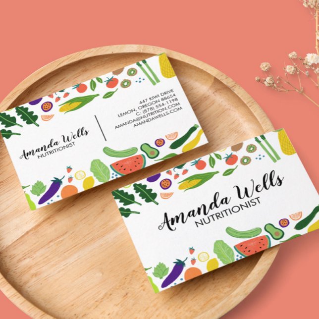 Carte De Visite Chef nutritionniste Entraîneur Unique Légumes Art (Créateur téléchargé)