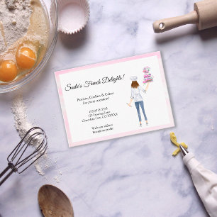Carte De Visite Chef Pâtissier Aquarelle Avec Gâteau De Mariage