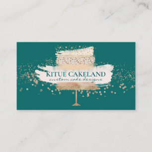 Carte De Visite Chef Pâtissier Blush Rose Boulangerie Vert Paillet