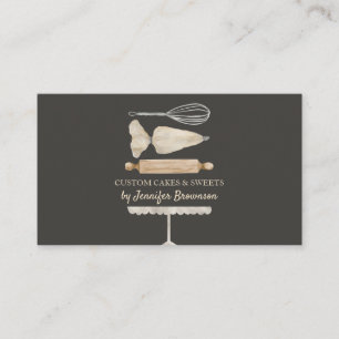 Carte De Visite Chef Pâtissier Boulangerie Brun Foncé Créateur de