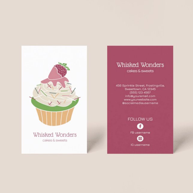 Carte De Visite Chef Pâtissier Boulangerie Cupcake (Cupcake Bakery Pastry Chef Business Card)