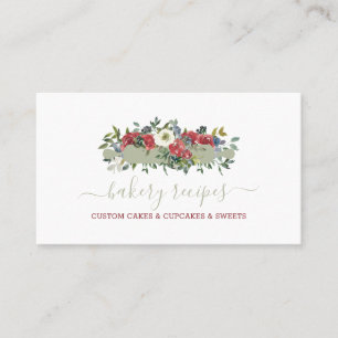 Carte De Visite Chef pâtissier Boulangerie maison Fleurs rouges ve