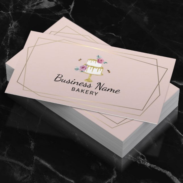 Carte De Visite Chef pâtissier Cadre géométrique Vierge rose (Créateur téléchargé)
