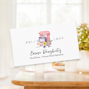 Carte De Visite Chef pâtissier Cuisinier Ustensile Mélangeur Rose