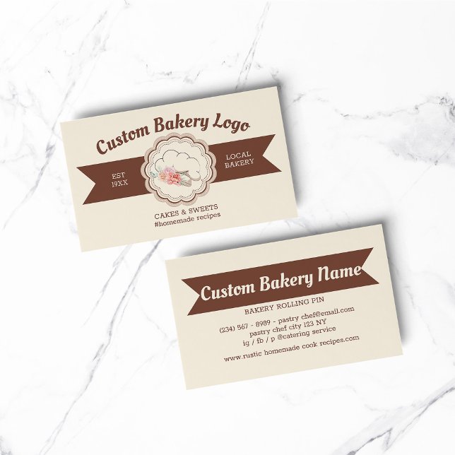 Carte De Visite Chef Pâtissier Moderne Beige Marron (BAKERY PASTRY CHEF COOK CAKE event planner business)