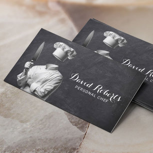 Carte De Visite Chef Personnel Chef Privé Restaurant Chalkboard