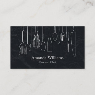 Carte De Visite Chef Personnel Cuisine Cuisine Argent Ustensiles