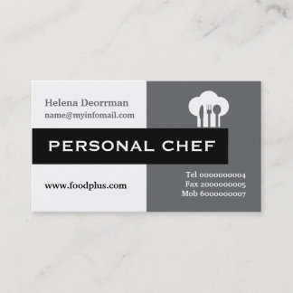 Carte De Visite Chef personnel minimaliste gris, blanc, noir