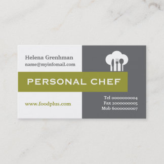 Carte De Visite Chef personnel minimaliste gris, blanc, olive