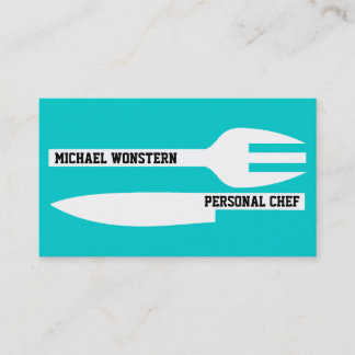 Carte De Visite Chef personnel minimaliste turquoise blanc