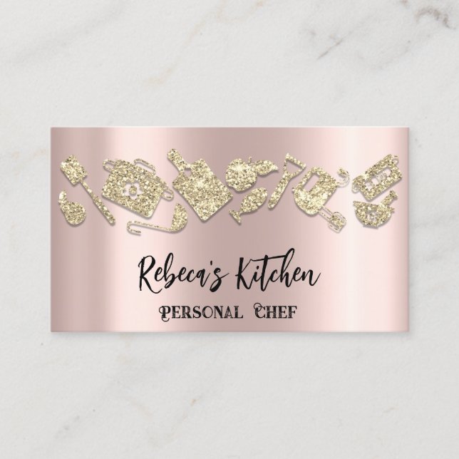 Carte De Visite Chef personnel Restaurant Restauration QR LogoRose (Devant)