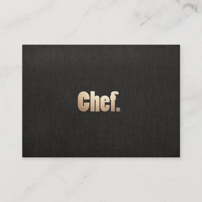 Carte De Visite Chef personnel simple Faux Lin noir et or (Devant)
