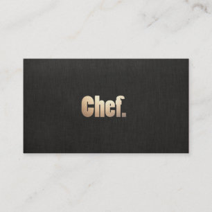Carte De Visite Chef personnel simple Faux Lin noir et or