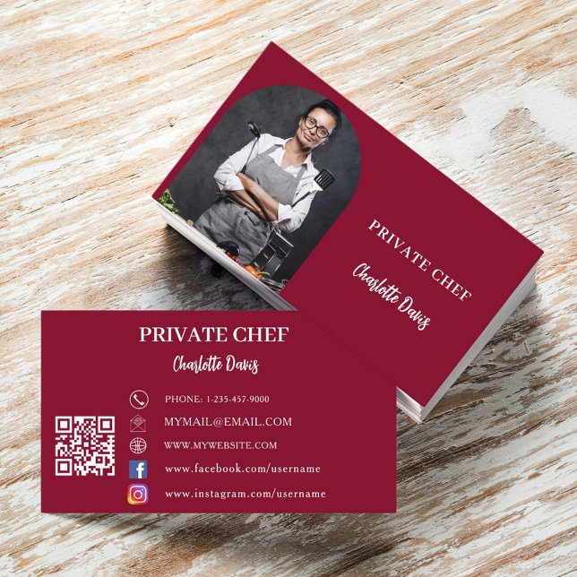 Carte De Visite Chef privé bourgogne photo arche code QR (Créateur téléchargé)