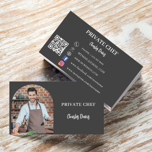 Carte De Visite Chef privé charcoal grey photo arch code QR