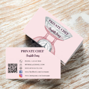 Carte De Visite Chef privé rousse rose échelle femelle QR code
