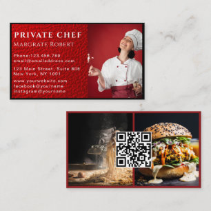 Carte De Visite Chef professionnel médias sociaux QR Code Red Phot