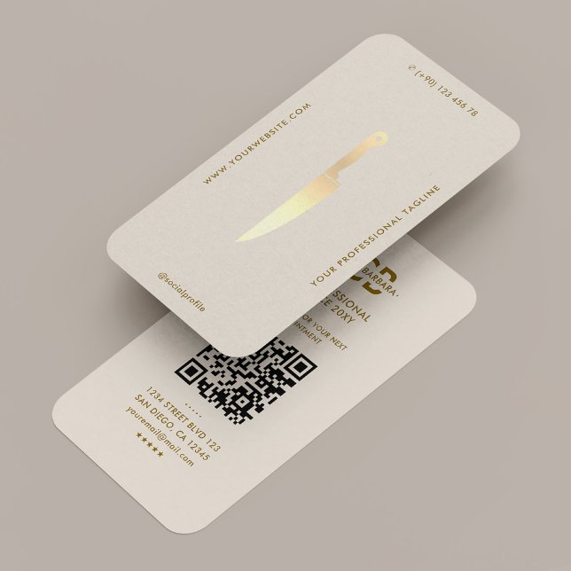 Carte De Visite Chef Professionnel Minimal Sable De Couteau (Minimal Professional Chef Knife Sand Business Card
)