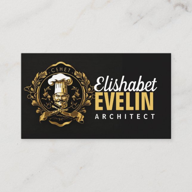 Carte De Visite Chef Restauration Or Moderne noir capung657 (Devant)