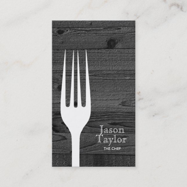 Carte De Visite Chef Restauration Restaurant Alimentation Fourche  (Devant)