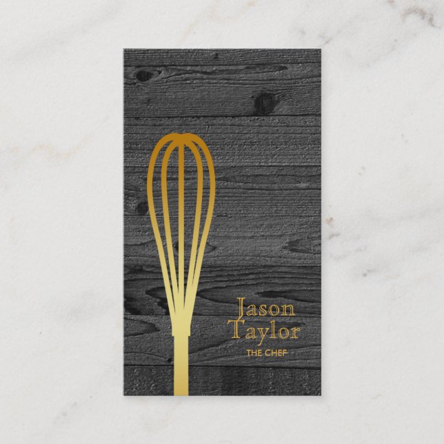 Carte De Visite Chef Restauration Restaurant Boulangerie Or Bois N (Devant)