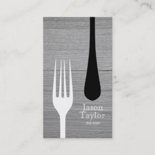 Carte De Visite Chef Restauration Restauration Fourche Logo Gris B