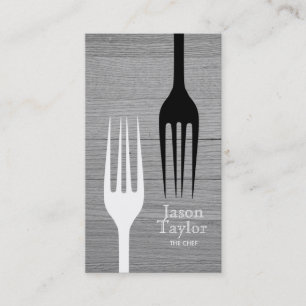 Carte De Visite Chef Restauration Restauration Fourche Logo Gris B