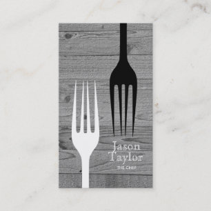 Carte De Visite Chef Restauration Restauration Fourche Logo Gris B