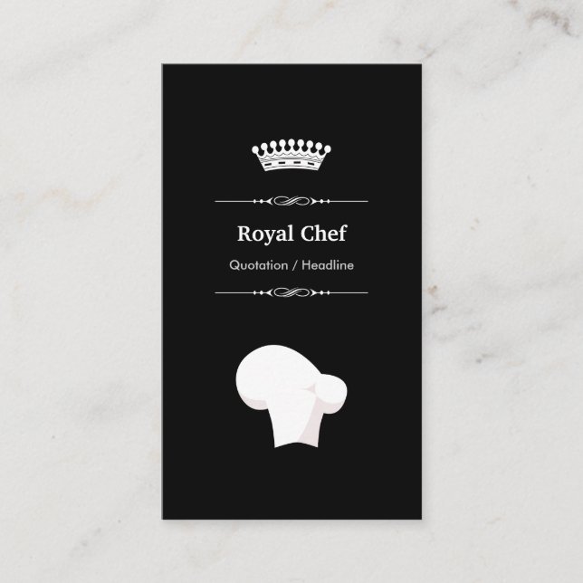 Carte De Visite Chef Royal - Professionnel Moderne Noir Blanc (Devant)