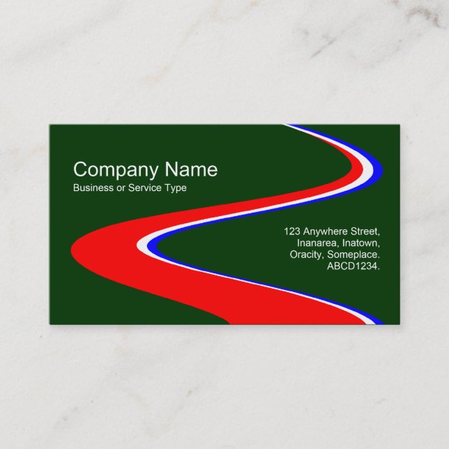 Carte De Visite Chemin ZigZag - Rouge, Blanc et Bleu sur Vert fonc (Devant)
