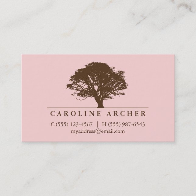 Carte De Visite Chêne rose éternel élégant style nature (Devant)