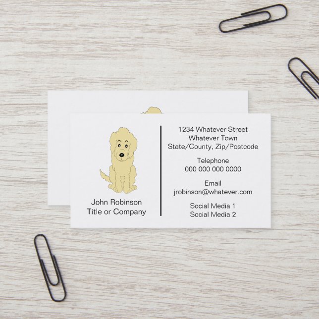 Carte De Visite Chenil de pension pour chiens Goldendoodle Design (Devant/Arrière en situation)