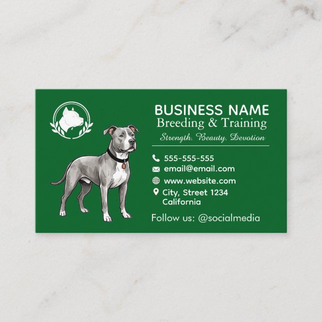 Carte De Visite Chenil et Éleveur de Terrier Pit Bull Professionne (Devant)