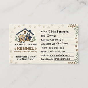 Carte De Visite Chenil Minimaliste pour Chiens Planche de Pension