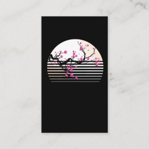 Carte De Visite Cherry Blossom Japonais Retro Sunset Sakura Tree