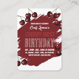 Carte De Visite Cherry Design Berry First Birthday Handout Billets