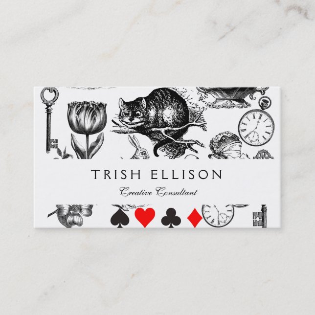 Carte De Visite Cheshire Chat classique alice au merveilleux fou (Devant)