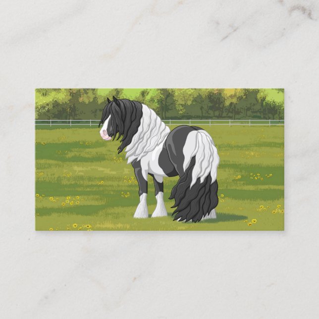Carte De Visite Cheval d'attelage de la bandelette tzigane noire d (Devant)