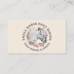 Carte De Visite Cheval de Formateur Équestre Poney Beige Crème Ivo