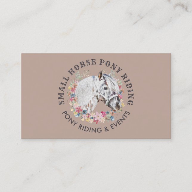 Carte De Visite Cheval de Formateur Équestre Poney Beige Marron (Devant)