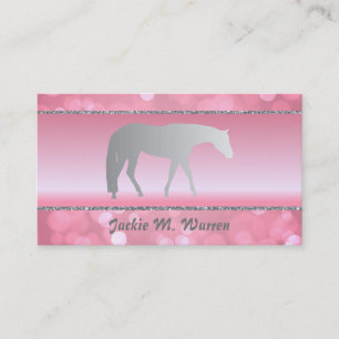 Carte De Visite Cheval de plaisance Silver Western sur Pink Brokeh