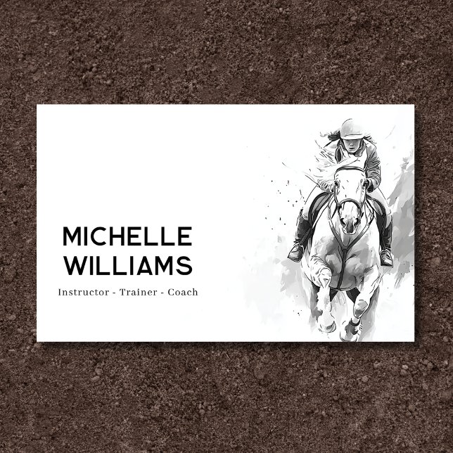 Carte De Visite Cheval de selle anglais Équitation Saut d'obstacle (English Riding Horse Equestrian Jumping Eventing Business Card Front)