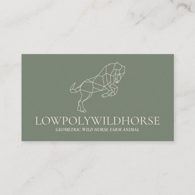 Carte De Visite Cheval d'éleveur d'animaux Sage Vert Lowpoly (Devant)
