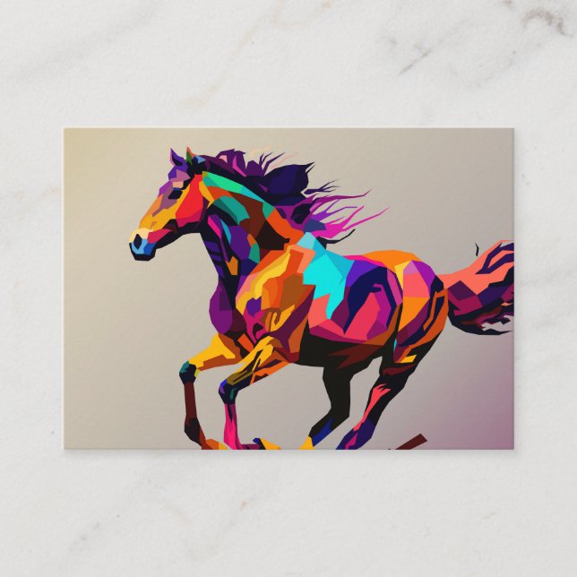 Carte De Visite Cheval en course pop art (Devant)